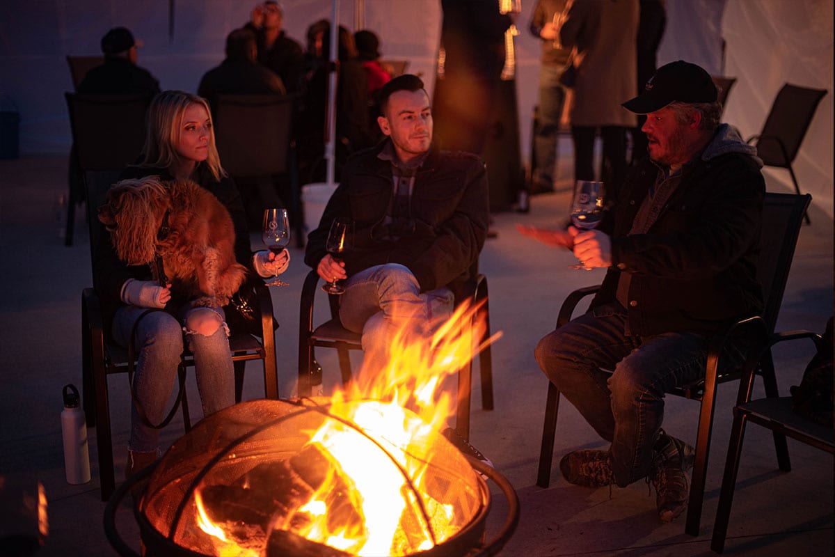 Guests enjoying Succession Winery by the Fire