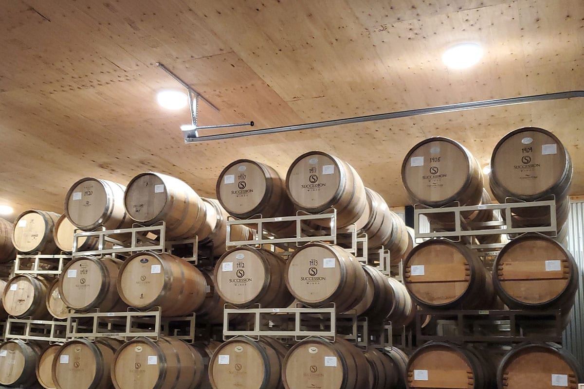 Succession Wines Stacked Wine Barrels