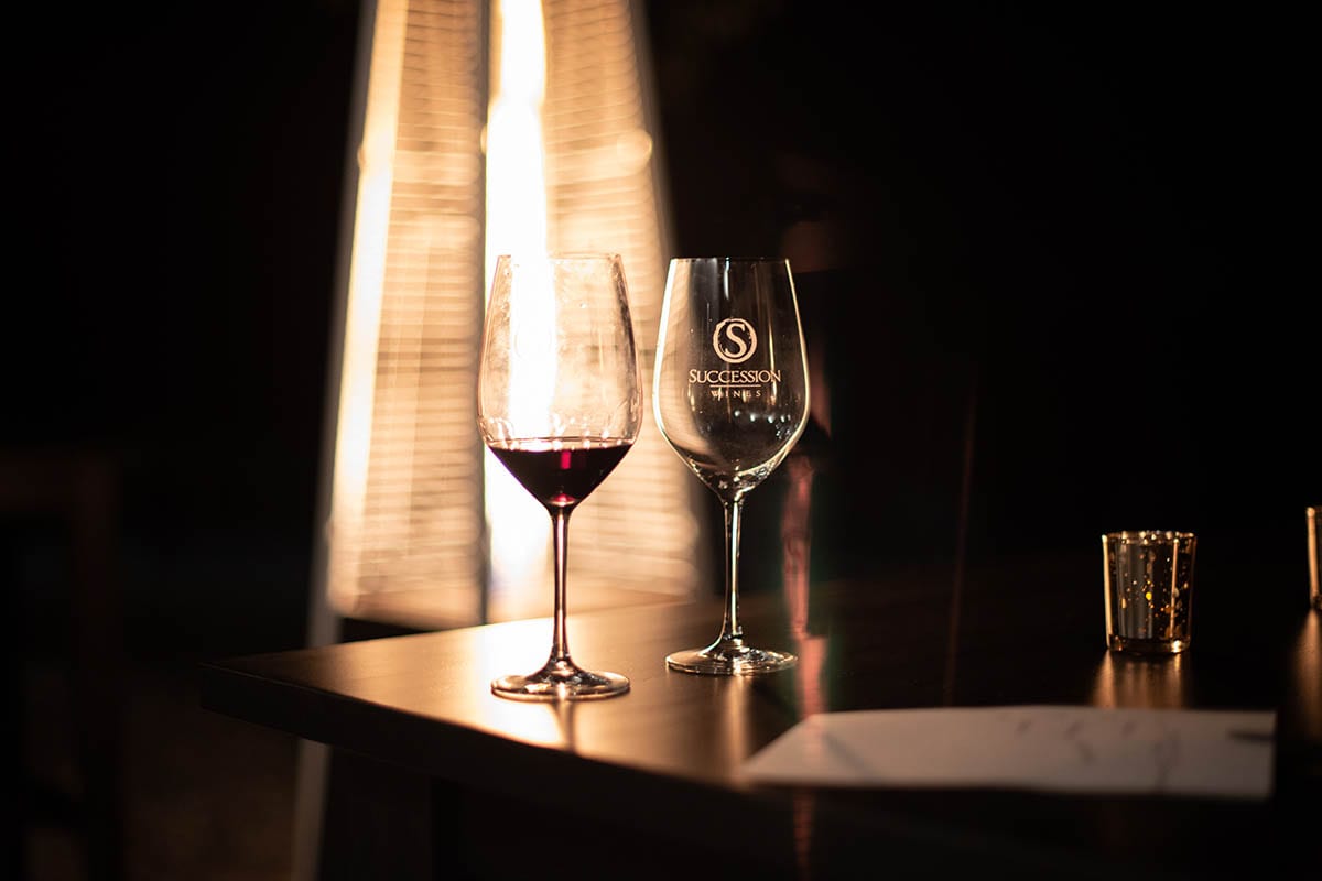 wine glasses in teh dark